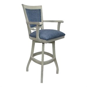 Tobias Designs 30&quot Swivel Solid Wood Bar Stool with Arms in Kokomo Azure Gray