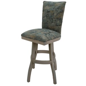 Tobias Designs 30&quot Solid Swivel Wood Bar Stool in Poet Sky Blue