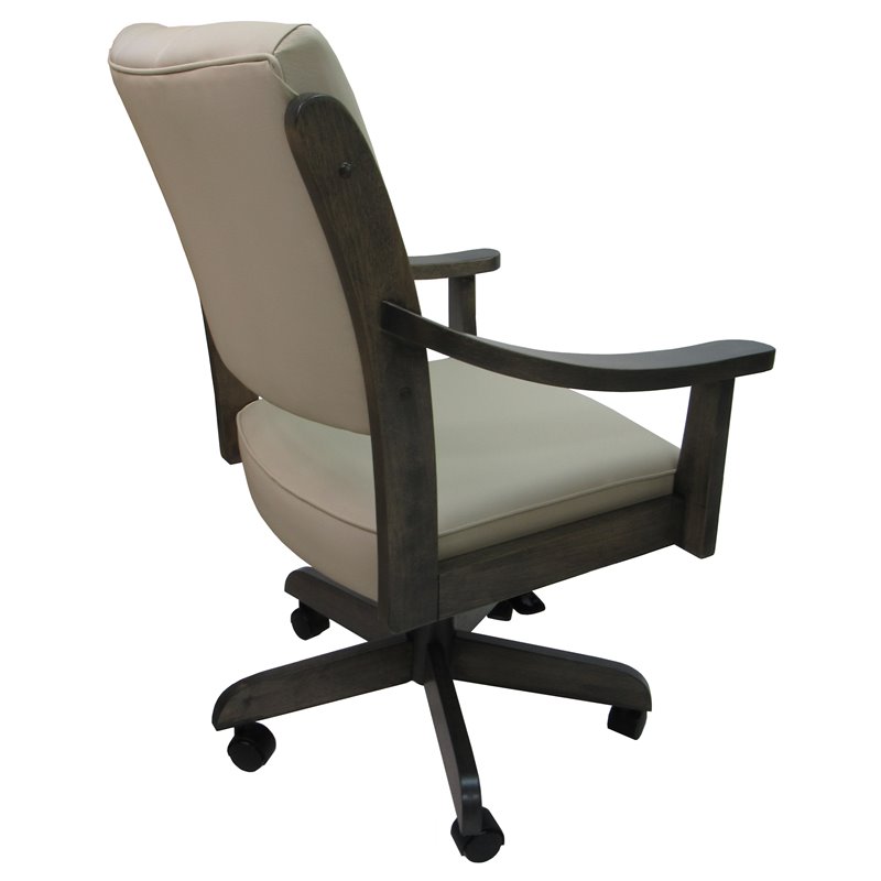 Swivel Wood Dining Caster Chair Casa in Ocean Beige Vinyl - Gray Frame