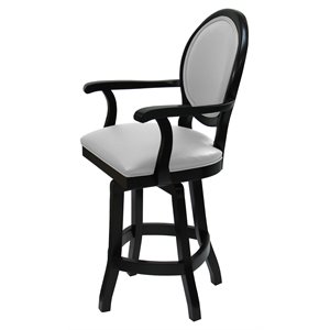 Tobias Designs 26&quot Swivel Solid Wood Counter Stool in White Leatherette