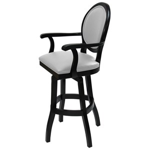 Tobias Designs 30&quot Swivel Solid Wood Bar Stool in White Leatherette