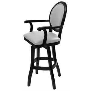 Tobias Designs 34&quot Swivel Solid Wood Extra Tall Bar Stool in White Leatherette