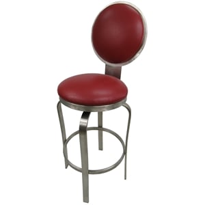 Tobias Designs 30&quot Contemporary Stainless Steel Swivel Bar Stool in Fire Red