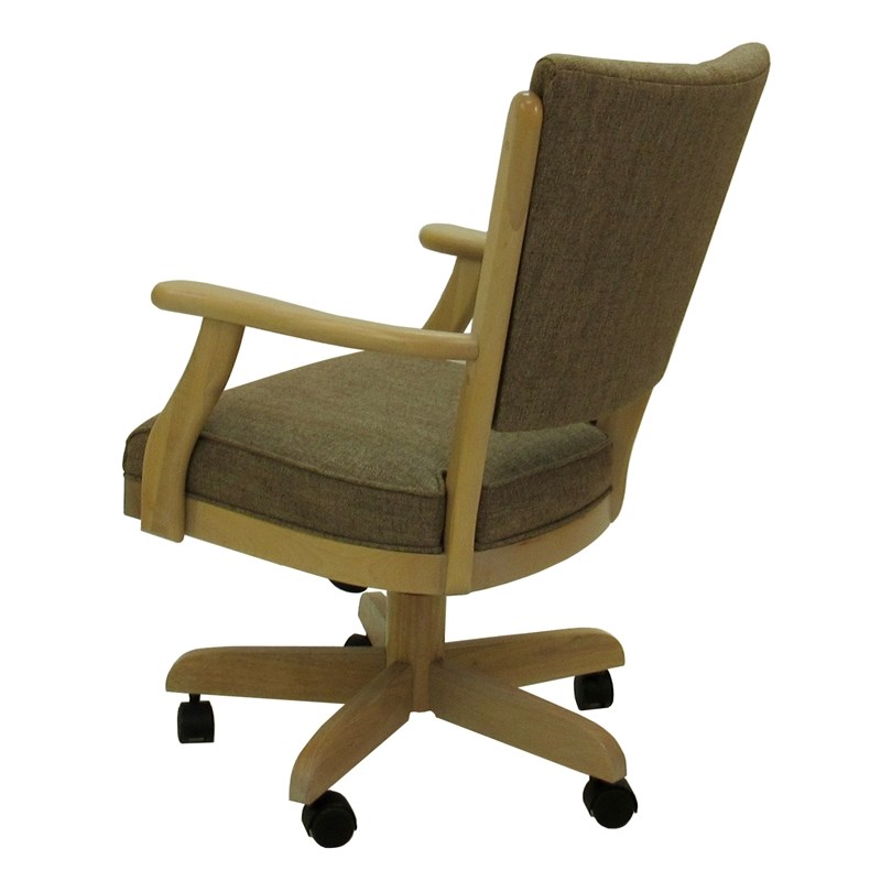 Swivel Wood Dining Caster Chair Classic on Wheels in Beige