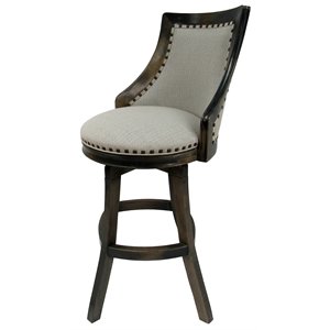 Tobias Designs Bali 34&quot Swivel Wood Extra Tall Bar Stool in Sandstone