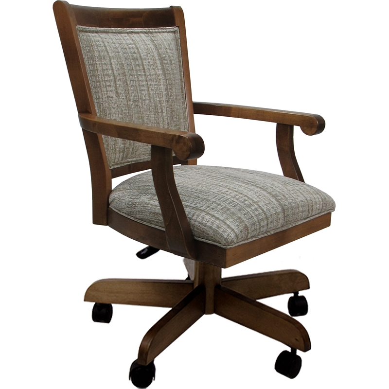 Swivel Wood Dining Caster Chair Mango with Wheels in Poet Desert Brown