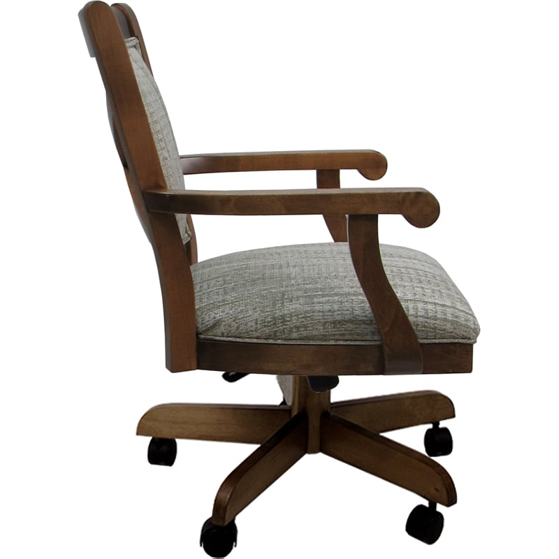 Swivel Wood Dining Caster Chair Mango with Wheels in Poet Desert Brown