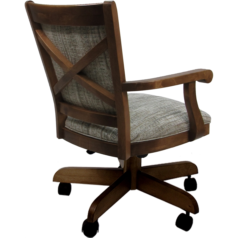 Swivel Wood Dining Caster Chair Mango with Wheels in Poet Desert Brown