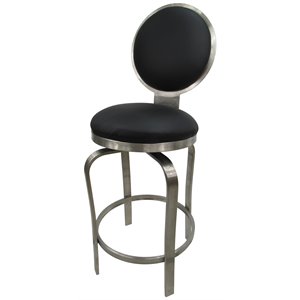 Tobias Designs 26&quot Contemporary Stainless Steel Swivel Counter Stool in Black