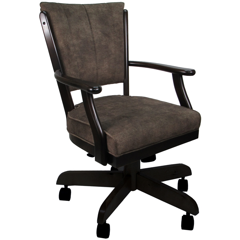 Swivel Wood Dining Caster Chair Classic on Wheels in Brown - Walnut