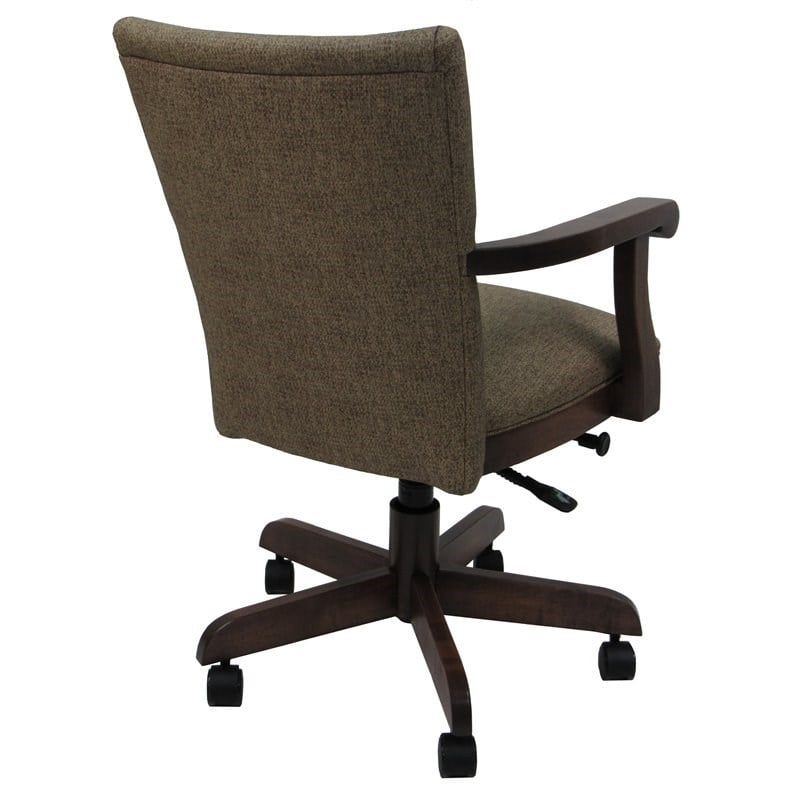 Swivel Wood Dining Caster Chair Mango Plus with Wheels in Spotted Brown