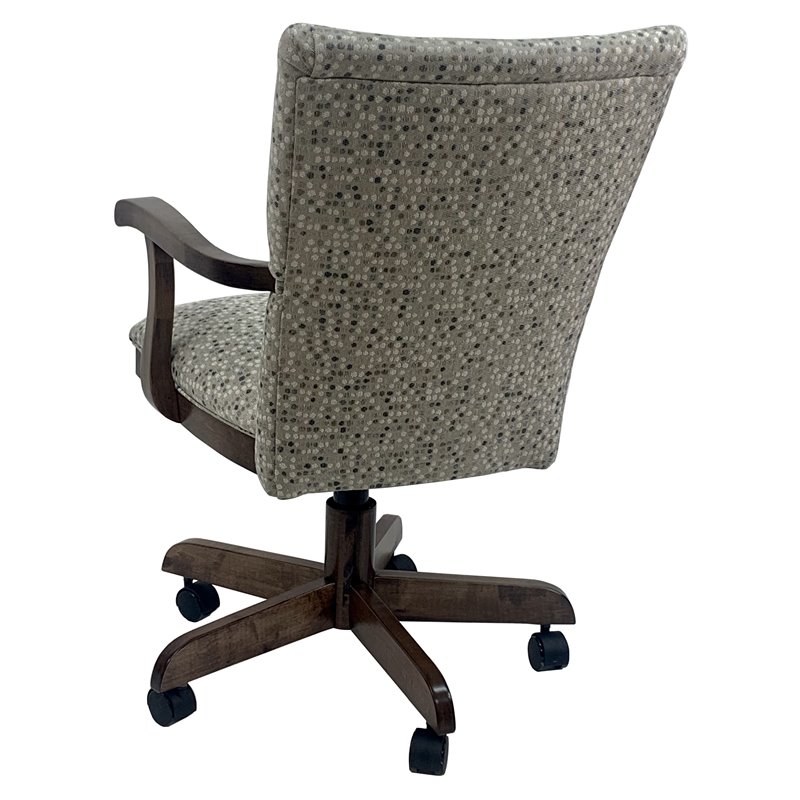 Swivel Wood Dining Caster Chair Mango Plus with Wheels in Spring Mix Gray