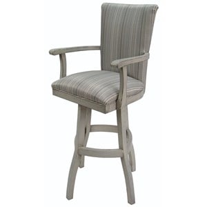 Tobias Designs 34&quot Swivel Wood Extra Tall Bar Stool with Arms in Natural Fun