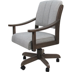 Swivel Wood Dining Caster Chair Casa - Sand Fabric - Brown Frame