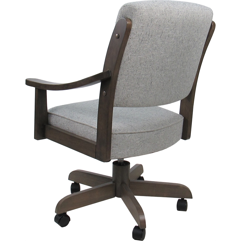 Swivel Wood Dining Caster Chair Casa - Sand Fabric - Brown Frame