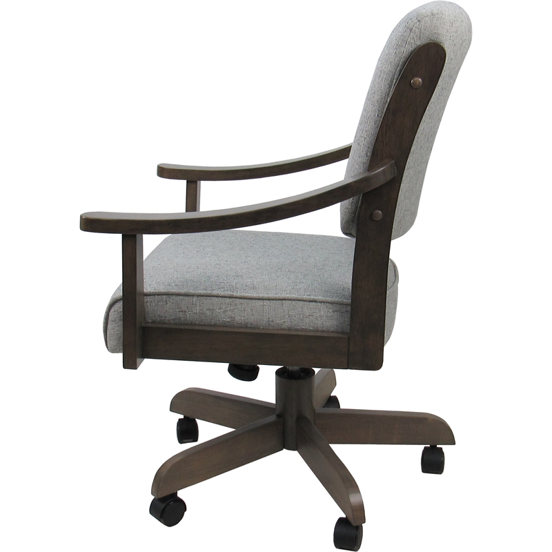 Swivel Wood Dining Caster Chair Casa - Sand Fabric - Brown Frame