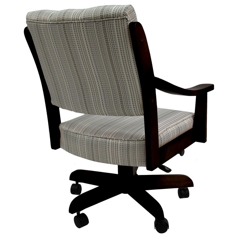 Swivel Wood Dining Caster Chair Casa in Natural Fun Cream Fabric - Black