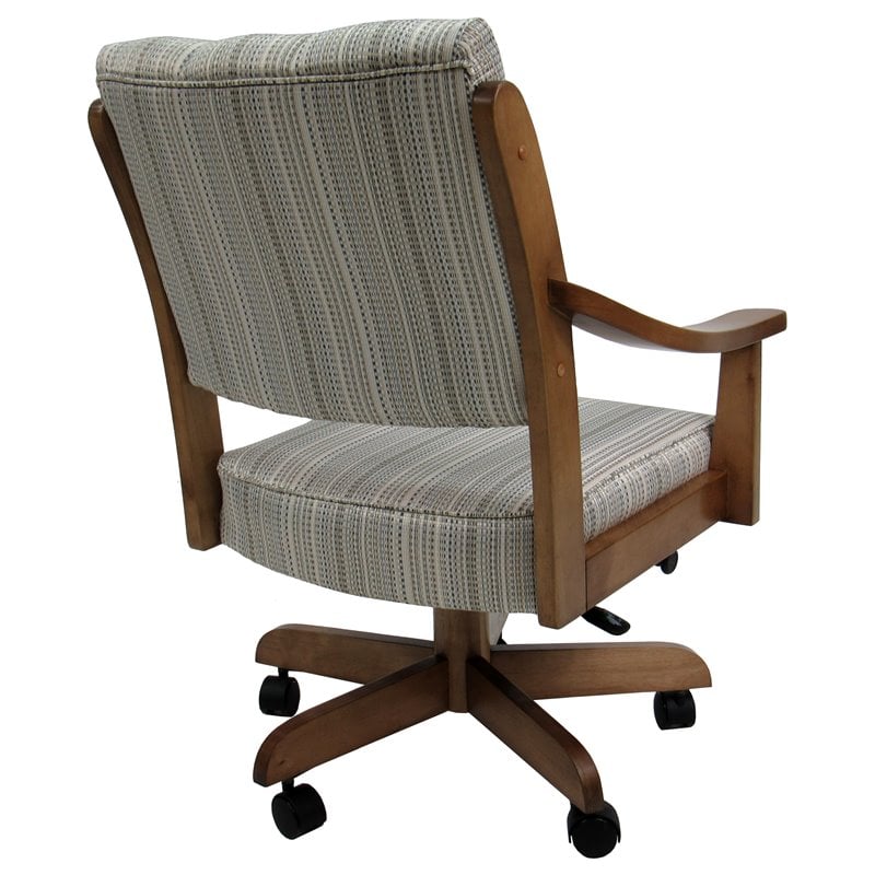 Swivel Wood Dining Caster Chair Casa in Natural Fun Cream Fabric - Brown