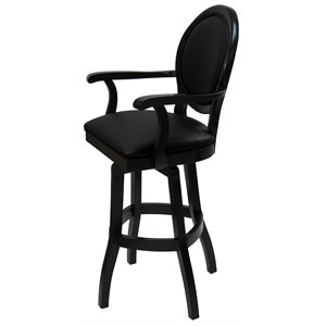 Tobias Designs 34&quot Swivel Solid Wood Extra Tall Bar Stool in Black Leatherette