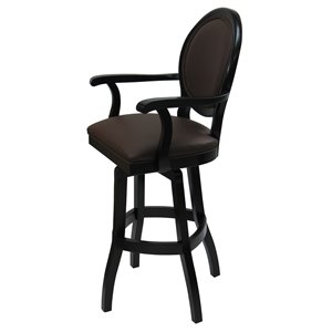 Tobias Designs 30&quot Swivel Solid Wood Bar Stool in Brown Leatherette