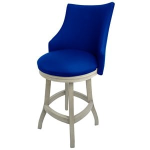 Tobias Designs 26&quot Swivel Wood Counter Stool in Duke Blue/White