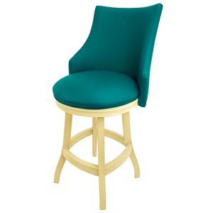 Tobias Designs 26&quot Swivel Wood Counter Stool in Teal Blue/ Beige