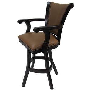 Tobias Designs Caribbean 34&quot Swivel Wood Extra Tall Bar Stool in Avanti Bronze