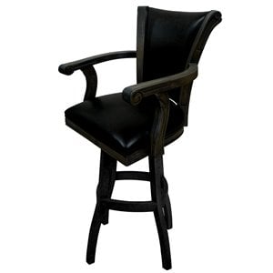 Tobias Designs Caribbean 34&quot Swivel Wood Extra Tall Bar Stool in Black