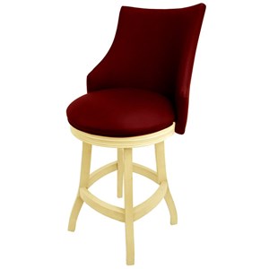 Tobias Designs 26&quot Swivel Wood Counter Stool in Red/ Beige