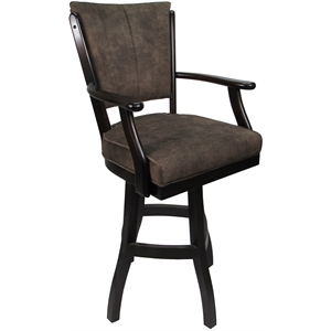 Classic Swivel Wood Counter Stool 26&quot Seat - Negev Brown Fabric - Dark Walnut