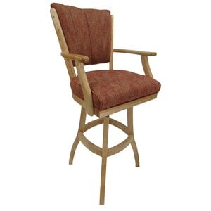 Classic Swivel Wood Extra Tall Bar Stool 35&quot Seat - Siene Red Fabric - Natural