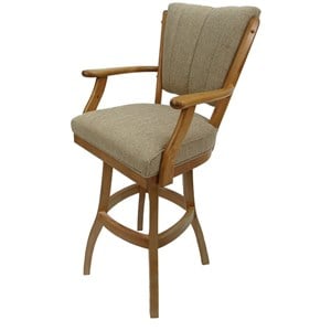 Classic Swivel Wood Extra Tall Bar Stool 35&quot Seat - Beige Fabric - Natural Frame