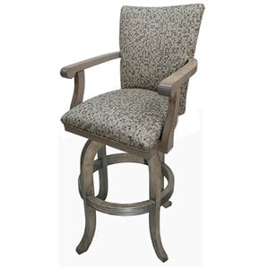 Swivel Wood Bar Stool 30&quot Seat - Mango Arms - Spring Mix Camel Fabric - Gray