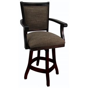 Tobias Designs Mango 26&quot Swivel Wood Counter Stool in Checkered/Walnut