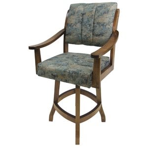 Tobias Designs Casa 26&quot Swivel Solid Wood Counter Stool in Poet Sky Blue/ Brown