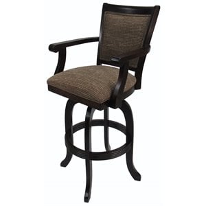 Tobias Designs Mango Melina 30&quot Swivel Wood Bar Stool in Checkered/Walnut