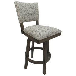 Swivel Wood Counter Stool 26&quot Seat - Milan - Spring Mix Camel Fabric - Gray