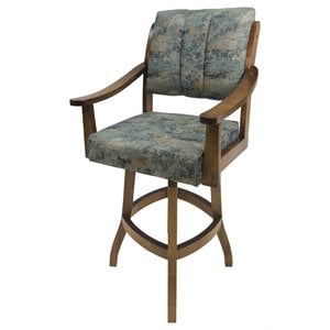 Tobias Designs Casa 30&quot Swivel Solid Wood Bar Stool in Poet Sky Blue/Dark Brown
