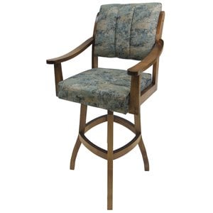 Tobias Designs Casa 34&quot Swivel Wood Extra Tall Bar Stool in Blue/Dark Brown