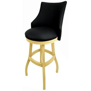 Tobias Designs 34&quot Swivel Wood Extra Tall Bar Stool in Black/Beige