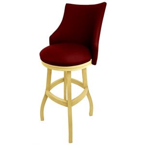Tobias Designs 34&quot Swivel Wood Extra Tall Bar Stool in Red/ Beige