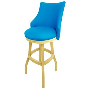 Tobias Designs 34&quot Wood Extra Tall Bar Stool in Carolina Blue/ Beige