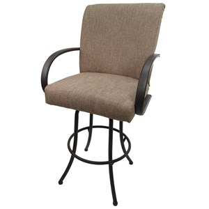 Swivel 30&quot Bar Stool - M-60 Basin Beige Fabric on Brown Metal Frame