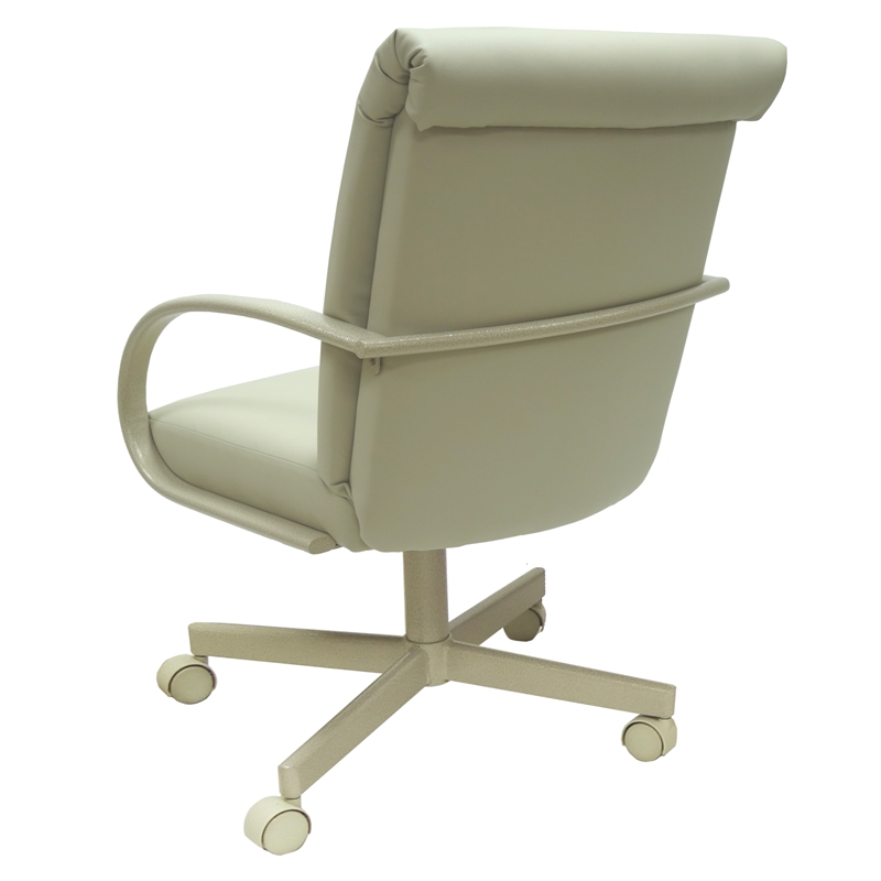 M-60 Swivel Dining Chair on Wheels - Beige Vinyl - Beige