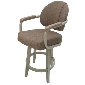 Swivel Counter 26&quot Bar Stool - M-79 Metal Beige Wood Frame