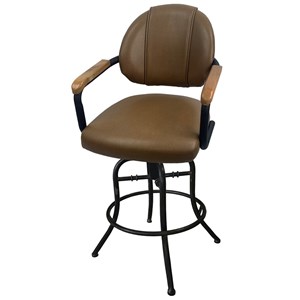 Tobias Designs 30&quot Swivel Metal Bar Stool with Upholstered Back in Black