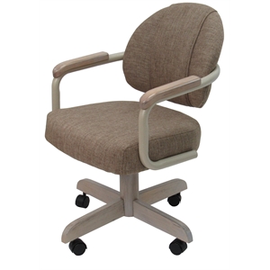 M-79 Swivel Dining Caster Chair on Wheels - Basin Beige Fabric on Beige Frame