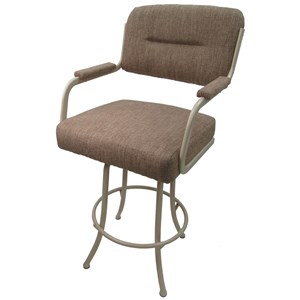 Swivel Counter 26&quot Bar Stool - M-110 - Basin Beige Fabric - Beige Metal Frame