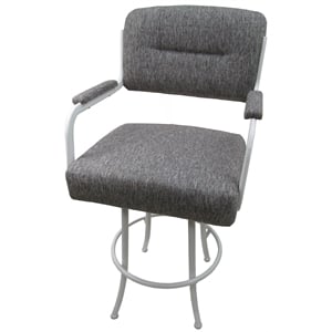 Swivel Counter 26&quot Bar Stool - M-110 - Mojave Gray Fabric on White Metal
