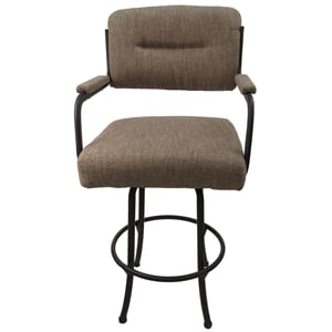 Swivel Counter 26&quot Bar Stool - M-110 Basin Beige Fabric - Brown Metal Frame
